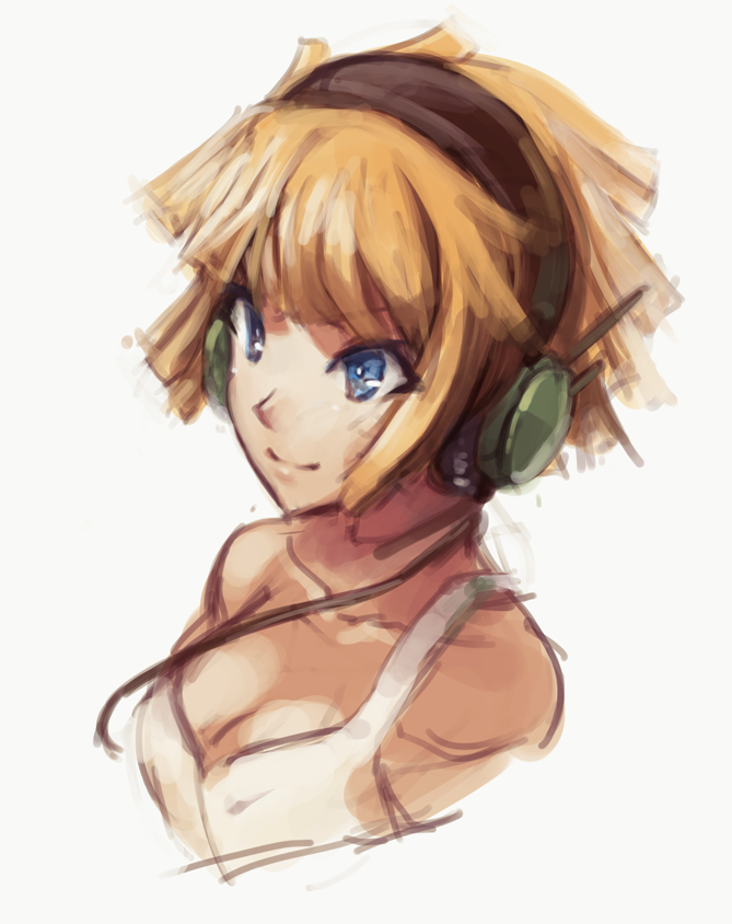 bare_shoulders, blue_eyes, breasts, bust, cleavage, collarbone, cradle-song, doomfest