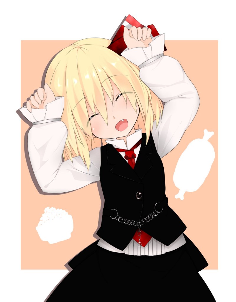 ^_^, blonde_hair, bow, caramelldansen, chain, chains, closed_eyes, eyes_closed
