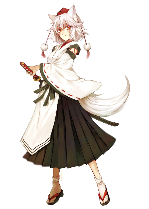 alternate_costume, animal_ears, bad_id, detached_sleeves, hakama, inubashiri_momiji, japanese_clothes, katana