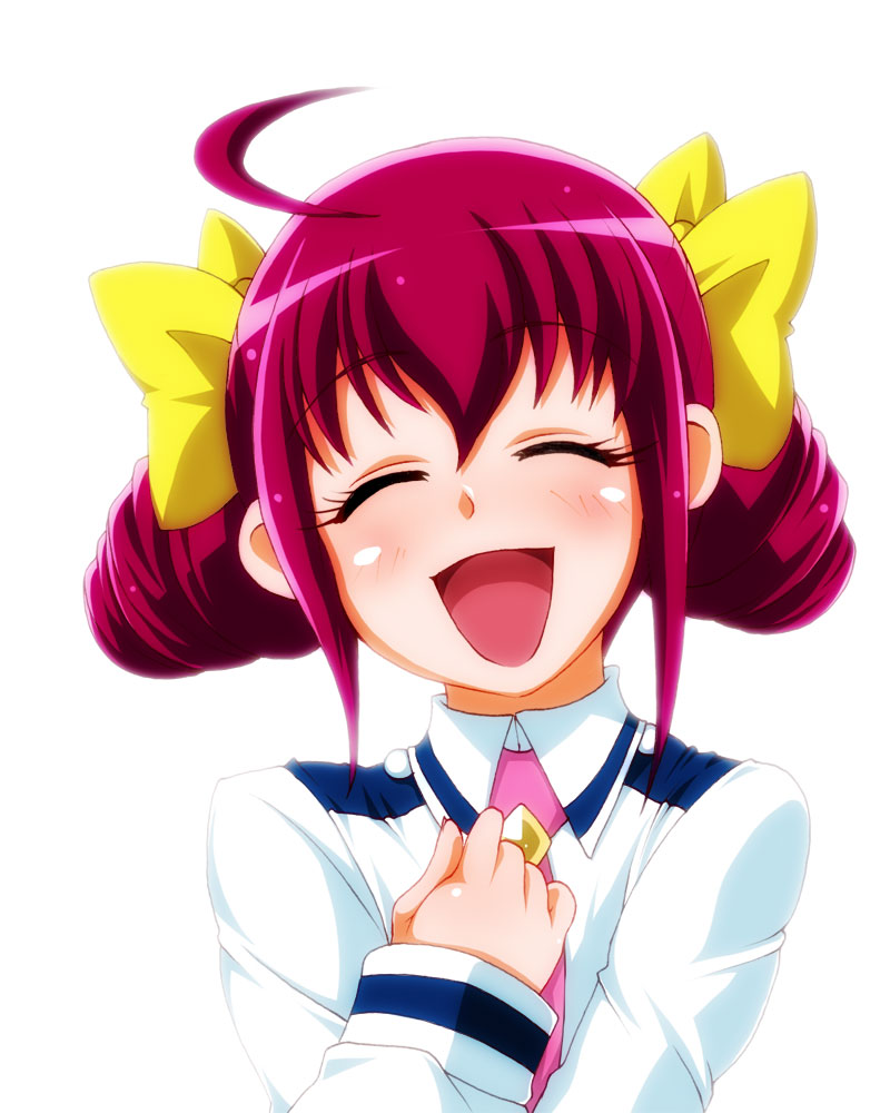 ahoge, bow, closed_eyes, eyes_closed, hair_bow, happy, hoshizora_miyuki, ireku_badou