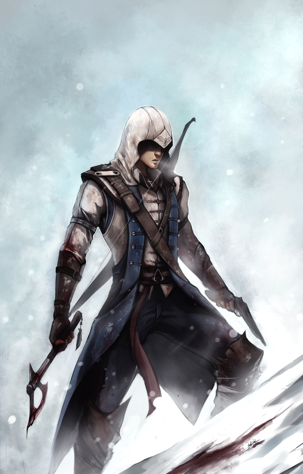 assassin's_creed, assassin's_creed_iii, assassin's_creed_iii, belt, blood, bow_(weapon), coat, connor_(assassin's_creed)