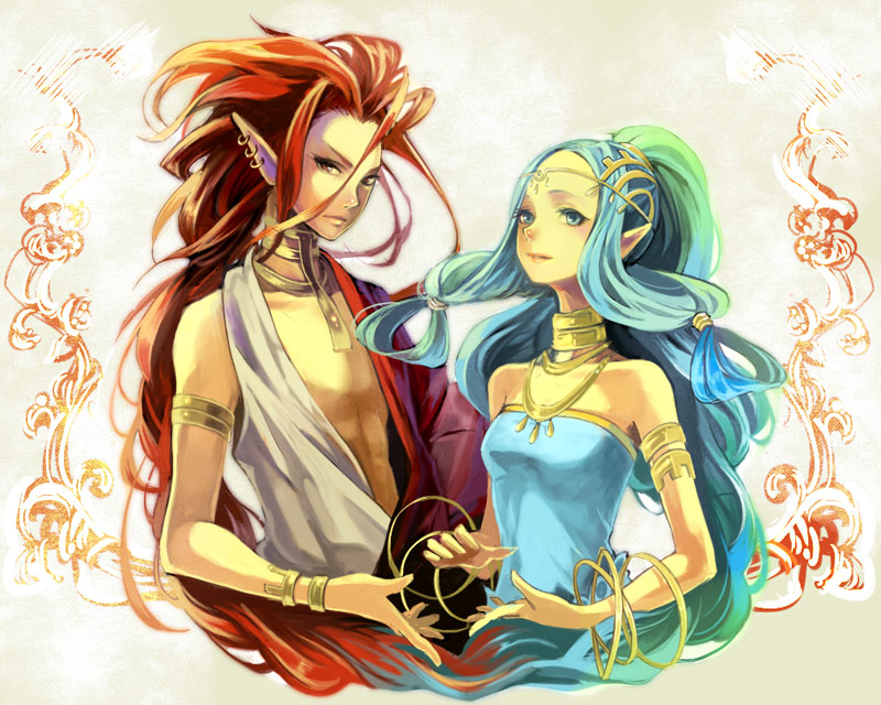 1girl, armlet, bangle, bare_shoulders, blue_eyes, blue_hair, bracelet, brown_eyes