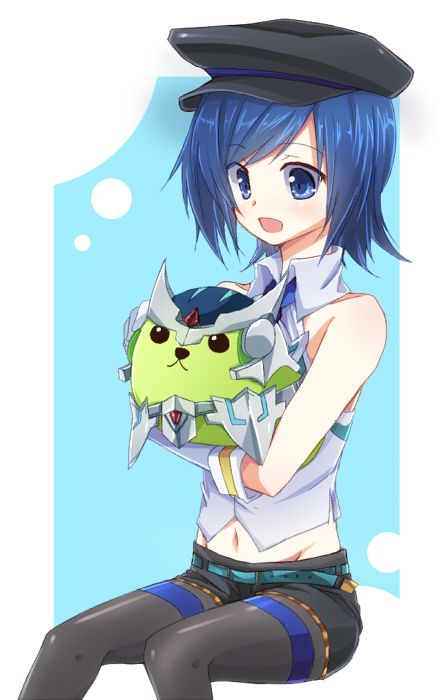 :d, androgynous, armor, blaster_mameshiba, blue_eyes, blue_hair, boots, cardfight!!_vanguard