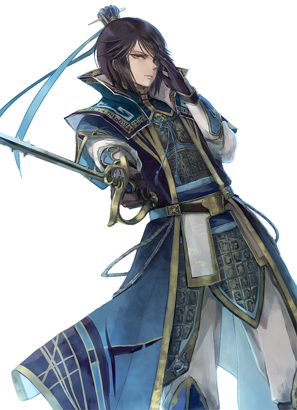 armor, black_gloves, black_hair, gloves, hand_on_own_face, hat, male, miyuki_ruria