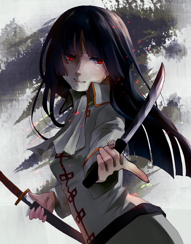 bad_id, black_hair, cravat, gintama, hime_cut, imai_nobume, long_hair, red_eyes