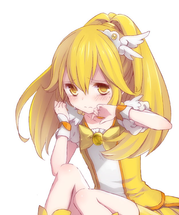 3:, akira_(ku0427), blonde_hair, bowtie, cure_peace, frown, hair_ornament, hairpin