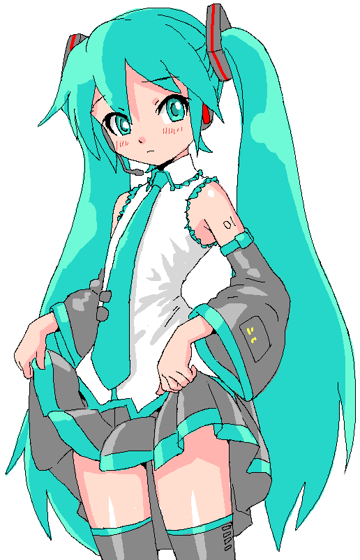 detached_sleeves, green_eyes, green_hair, hatsune_miku, headset, koyopi, long_hair, necktie