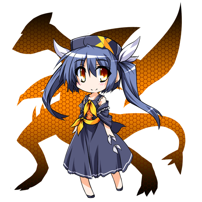blue_hair, detached_sleeves, garchomp, hat, hemogurobina1c, neckerchief, personification, pokemon