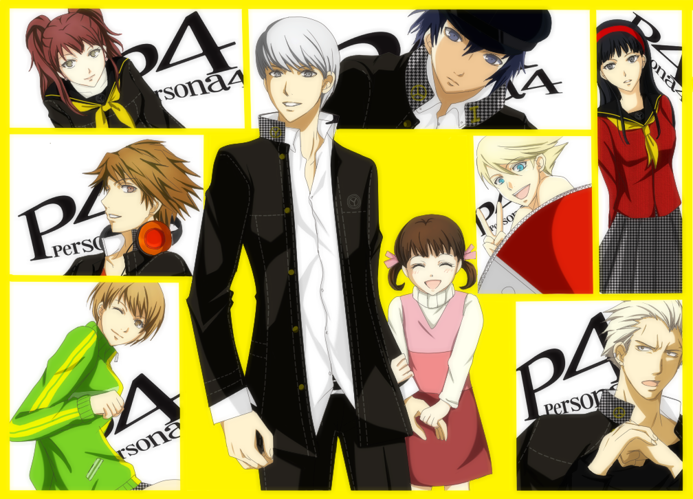 5girls, androgynous, black_eyes, black_hair, blue_hair, breasts, brown_eyes, brown_hair