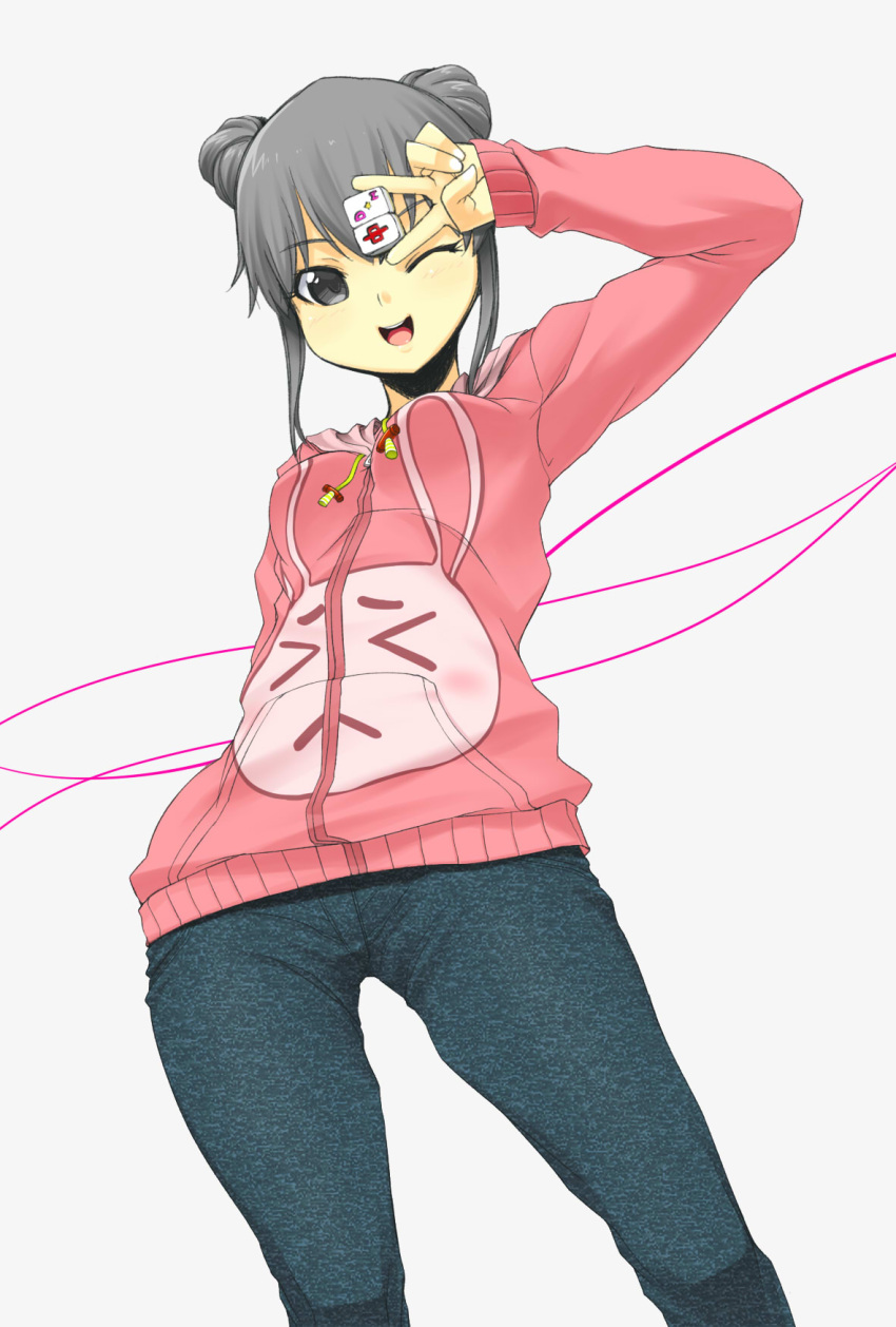 arent:1109845, casual, double_bun, dream_c_club, glasses, highres, hoodie, mahjong