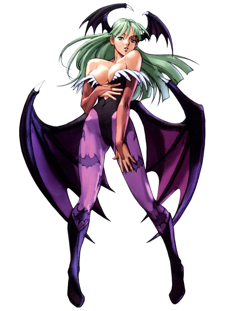 1girl, bare_shoulders, bat_print, bat_wings, black_leotard, boots, breasts, bridal_gauntlets