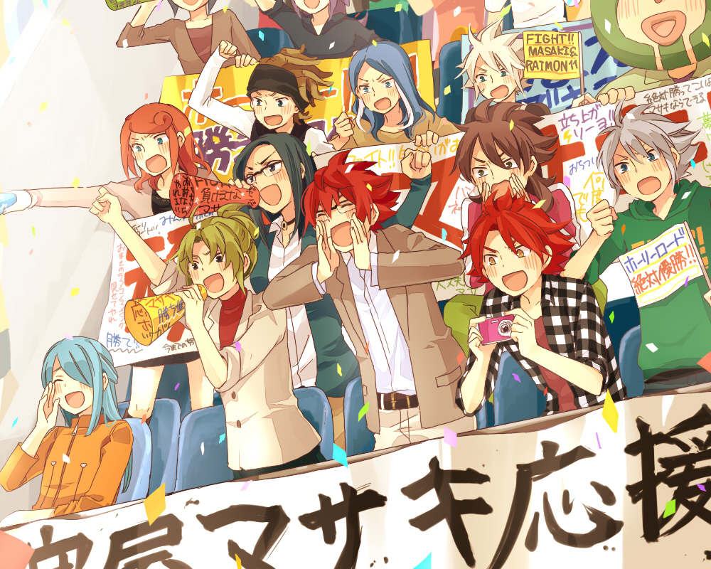 cheering, confetti, fudou_akio, hasuike_an, heat_(inazuma_eleven), inazuma_eleven, inazuma_eleven_(series), inazuma_eleven_go