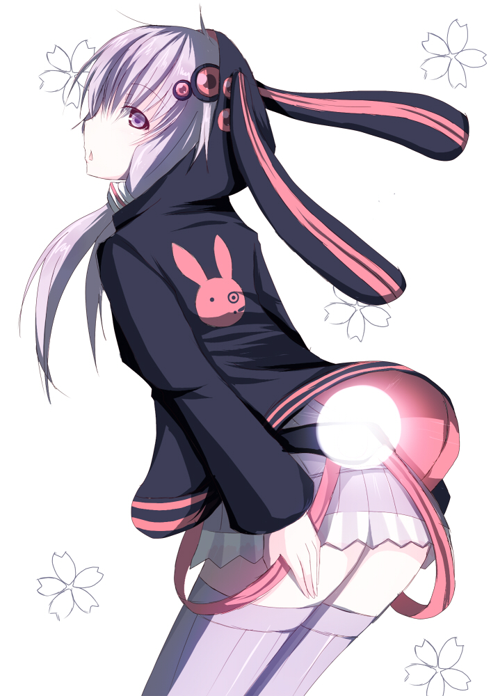 animal_ears, bunny_tail, der_(derm9), from_behind, hoodie, jacket, long_hair, purple_eyes
