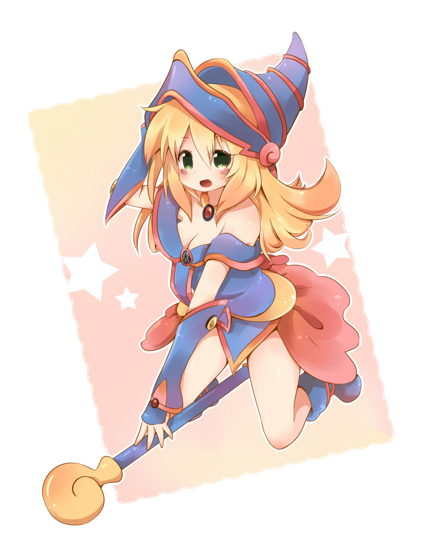 :d, bad_id, bare_shoulders, blonde_hair, blush, blush_stickers, breasts, cleavage