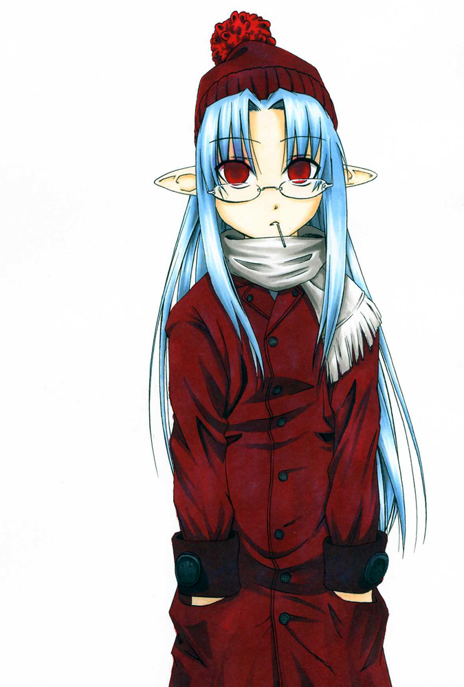 bespectacled, blue_hair, bobblehat, glasses, hands_in_pockets, hat, kohuseigetsu, len