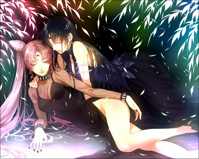 adult, bishoujo_senshi_sailor_moon, black_hair, black_lady, character_request, chibi_usa, choker, closed_eyes