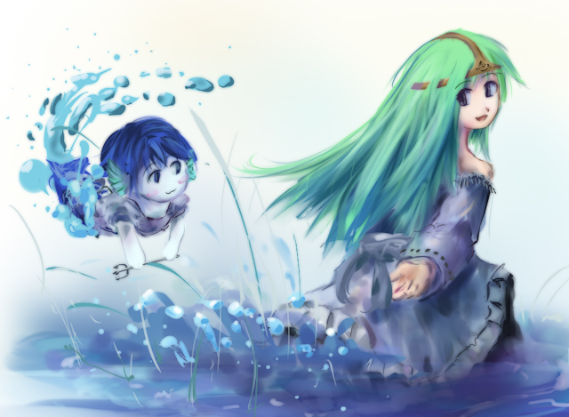 2girls, bare_shoulders, blue_hair, character_request, detached_sleeves, green_hair, long_hair, luca_(seiken_densetsu)