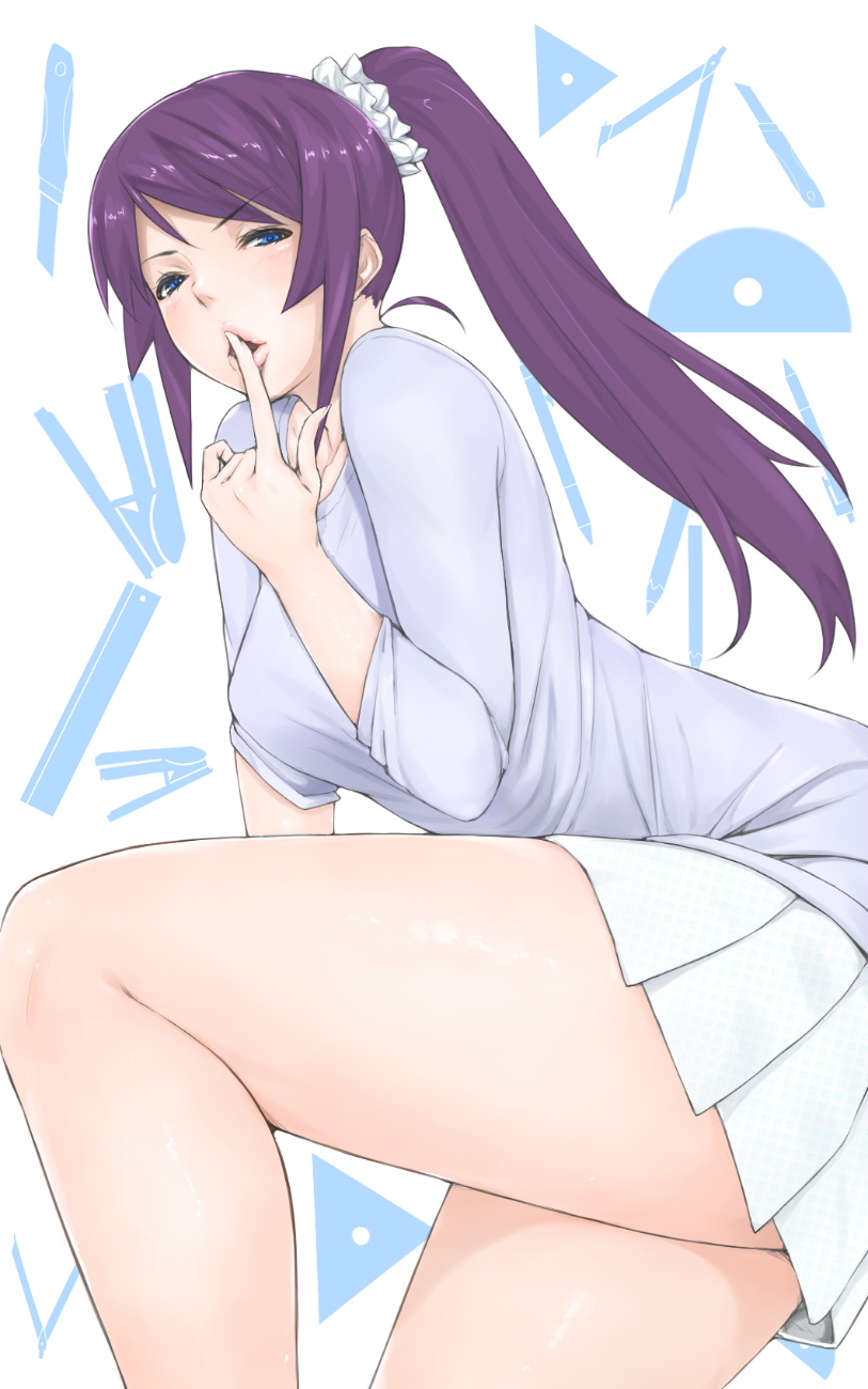 1girl, blue_eyes, highres, libre, long_hair, monogatari_(series), nisemonogatari, ponytail