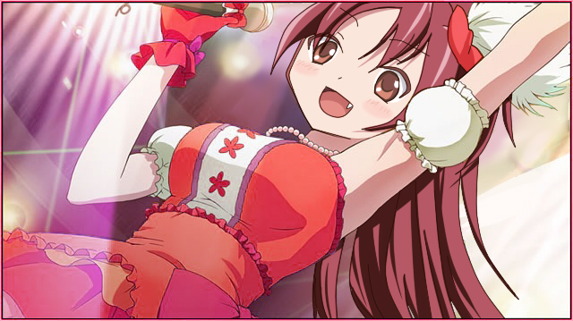 armpits, dutch_angle, fang, from_below, idol, jpeg_artifacts, mahou_shoujo_madoka_magica, mametti