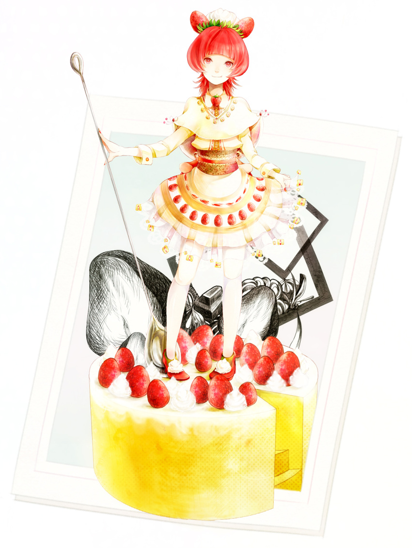 cake, cake_dress, dress, food, food_as_clothes, food_themed_clothes, fruit, highres