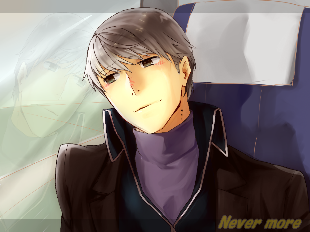 ankoseed, bad_reflection, grey_eyes, grey_hair, male, narukami_yuu, persona, persona_4