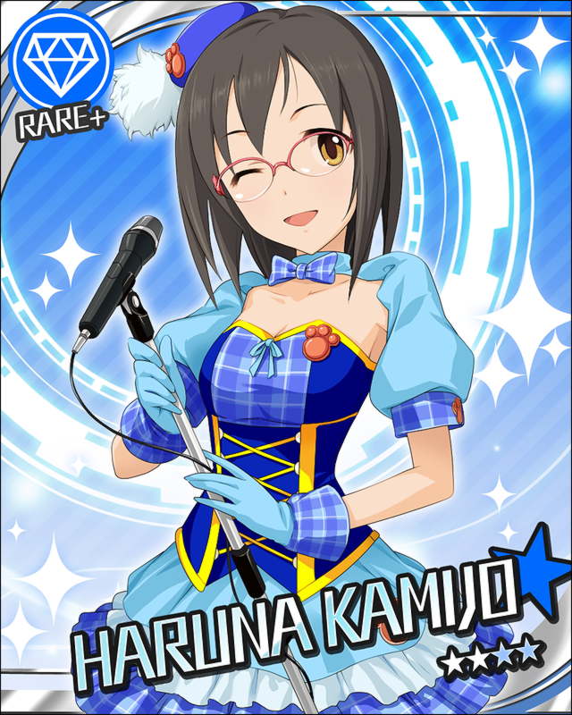 black_hair, character_name, diamond, dress, glasses, idolmaster, idolmaster_cinderella_girls, jpeg_artifacts