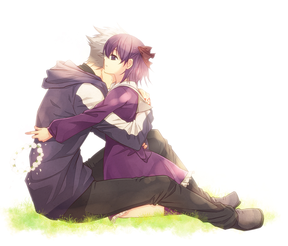 1girl, child, dress, fate/zero, fate_(series), flower, flower_wreath, hoodie