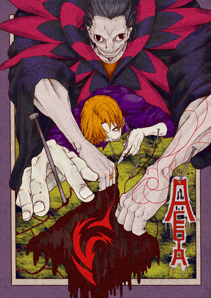 brown_eyes, caster_(fate/zero), command_spell, evil_grin, evil_smile, fate/zero, fate_(series), grin