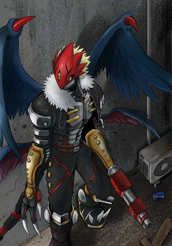 beelzebumon_x, belt, blonde_hair, bttfghn, buckle, claws, digimon, fur_coat
