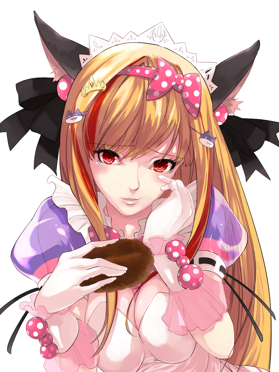 animal_ears, beatmania, beatmania_iidx, blonde_hair, bow, breasts, bust, cat_ears