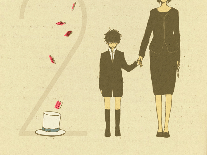 dolldagga, falling_card, hand_holding, hat, holding_hands, kuroba_kaitou, magic_kaito, short_hair
