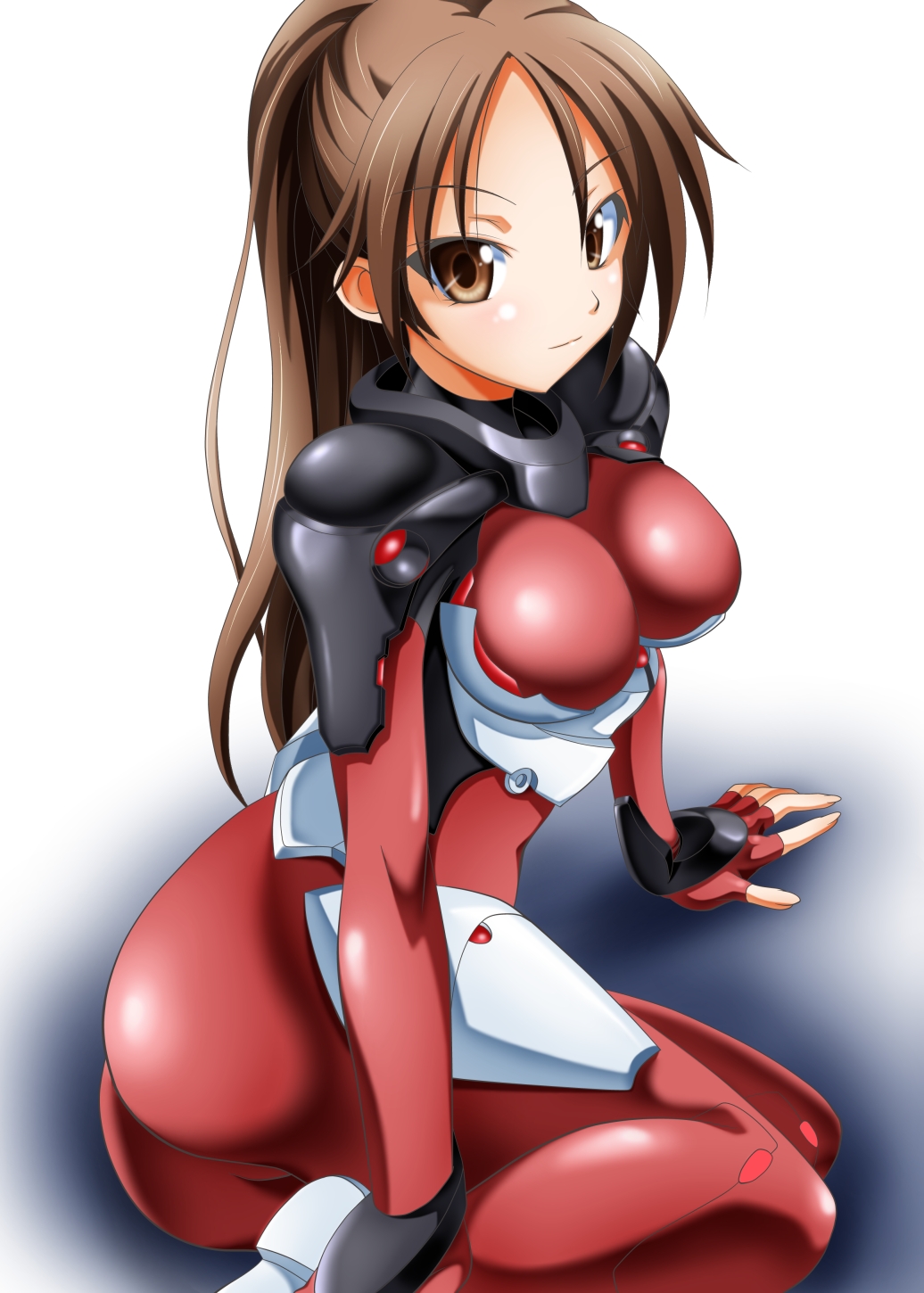 ass, bad_id, bodysuit, breasts, brown_eyes, brown_hair, guilty_crown, highres