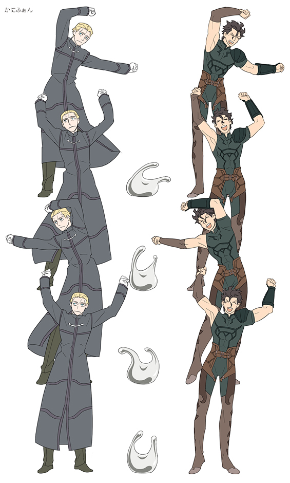 carnival_phantasm, dancing, fate/zero, fate_(series), kayneth_archibald_el-melloi, lancer_(fate/zero), male, mercury