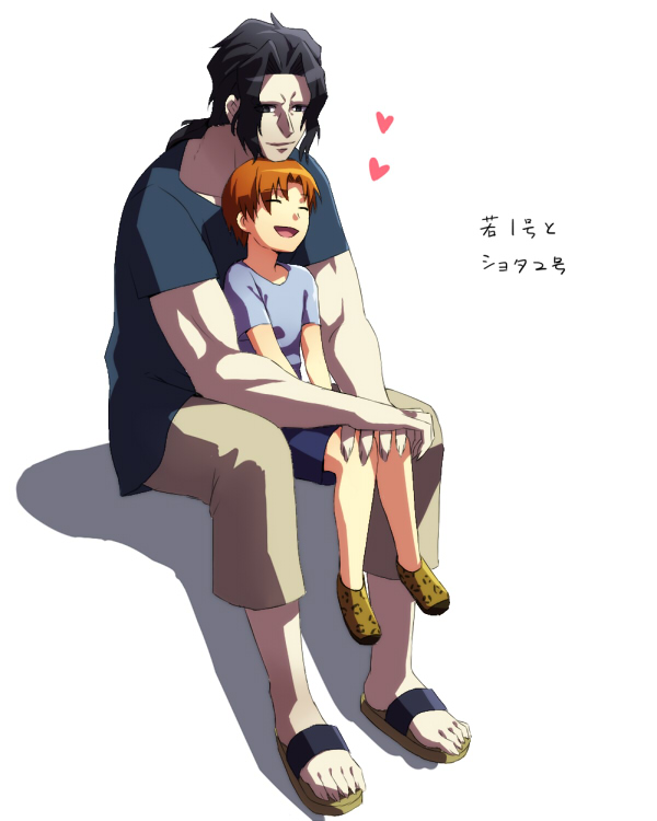 asurafkmt, black_eyes, black_hair, brown_hair, caster_(fate/zero), child, chin_rest, fate/zero