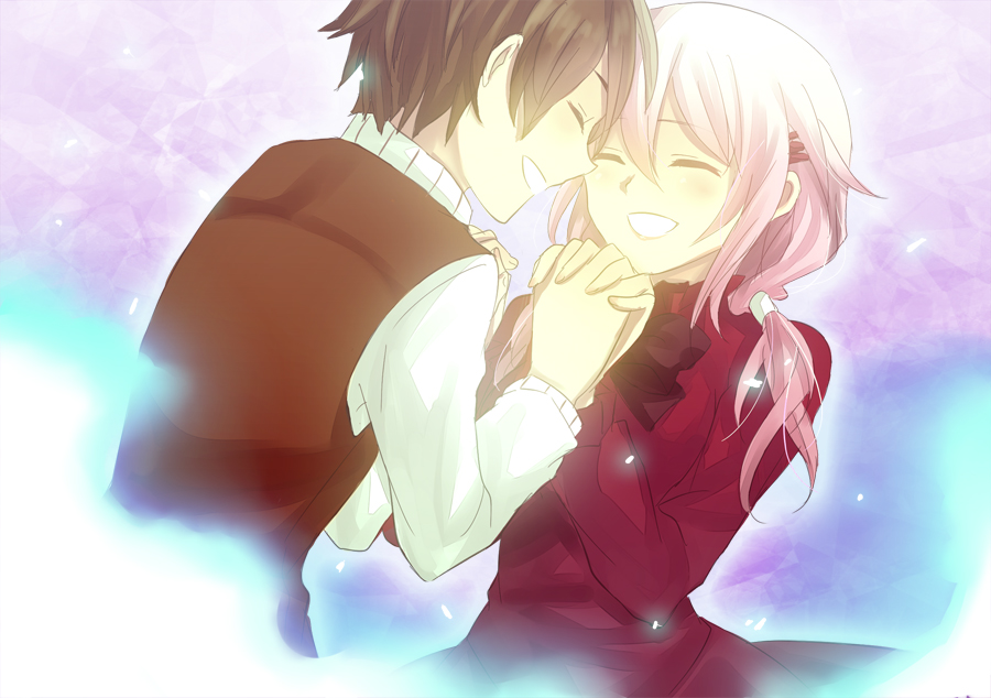 1girl, brown_hair, closed_eyes, eyes_closed, guilty_crown, long_hair, ouma_shuu, pink_hair