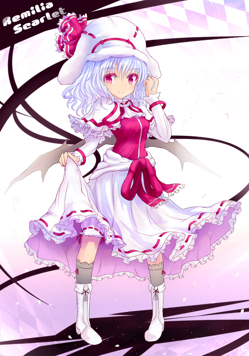 bad_id, bat_wings, black_legwear, bloomers, blue_hair, boots, curiosities_of_lotus_asia, hat