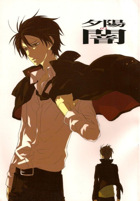 belt, black_hair, brown_eyes, hibari_kyouya, katekyo_hitman_reborn, katekyo_hitman_reborn!, multiple_boys, purple_hair
