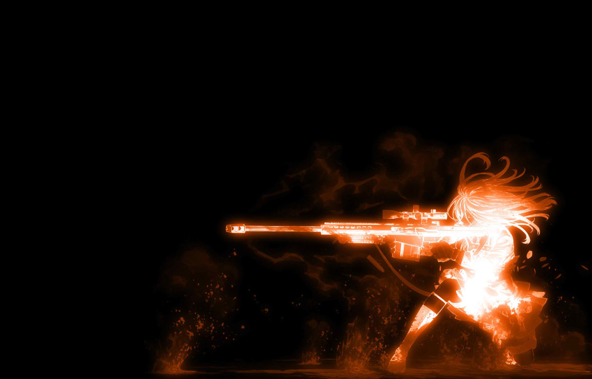 black, girl, gun, jpeg_artifacts, kozaki_yusuke, rifle, weapon