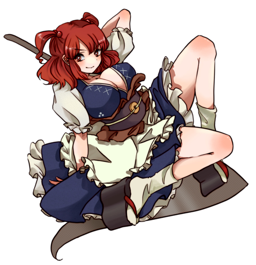 cleavage, hair_bobbles, hair_ornament, highres, inoguchinko, inosina, onozuka_komachi, platform_clogs