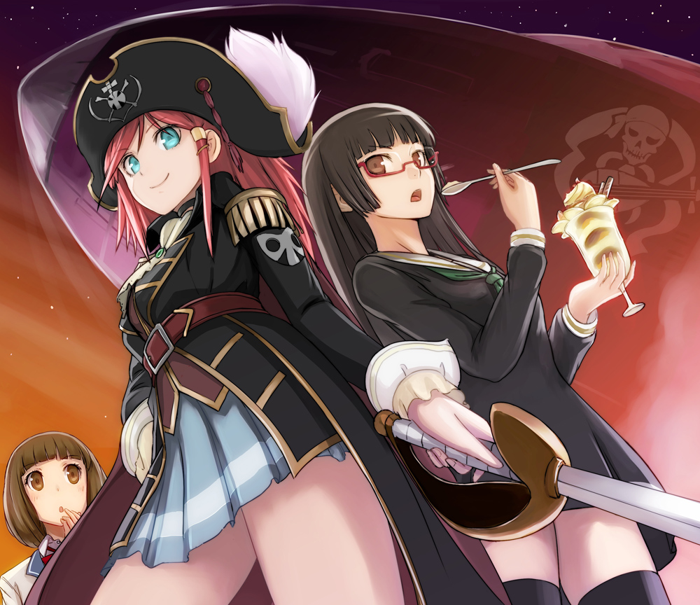 aqua_eyes, belt, bentenmaru, black_hair, black_legwear, brown_eyes, brown_hair, chiaki_kurihara
