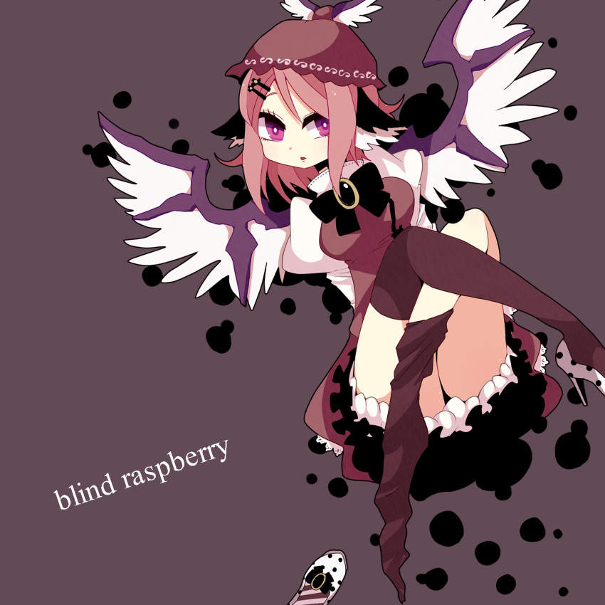 animal_ears, black_legwear, blush, crossed_legs, dress, hair_ornament, hairclip, hat