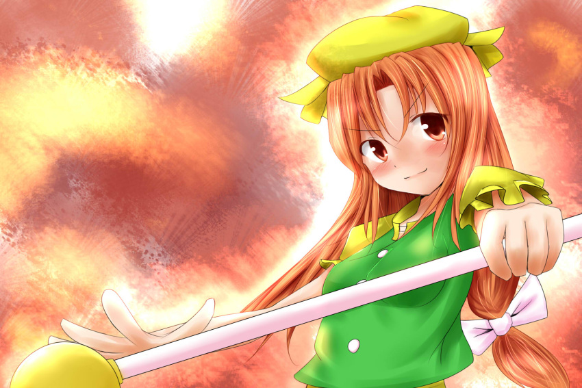 hat, highres, long_hair, orange_(touhou), orange_eyes, orange_hair, smile, touhou