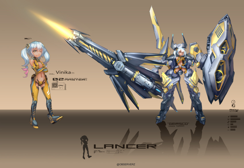 1girl, babycat, mecha_musume, observerz, original, solo, twintails