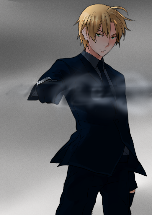 ahoge, black_gloves, blonde_hair, fate/prototype, fate/zero, fate_(series), formal, gloves