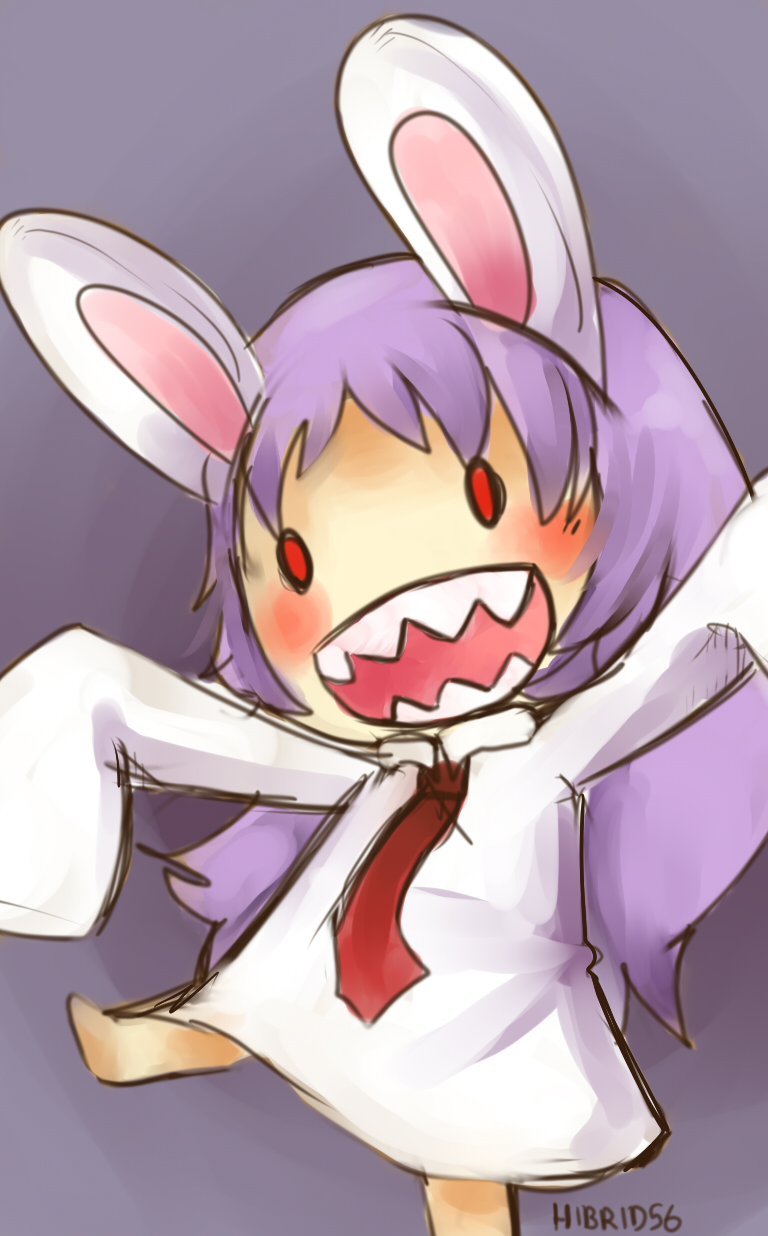 bunny_ears, chibi, hibrid56, highres, max_(sam_&amp;_max), parody, red_eyes, reisen_udongein_inaba, sam_&amp;_max, sam_and_max, sharp_teeth, teeth, touhou