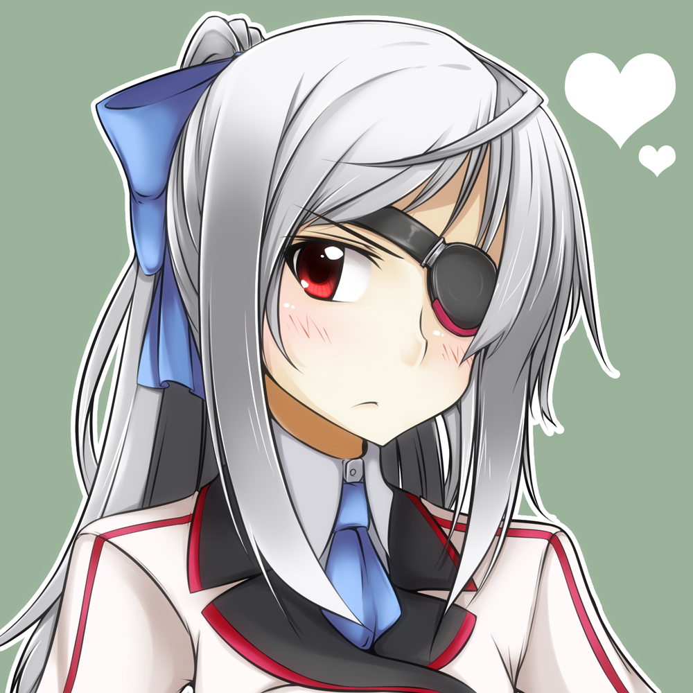 bad_id, bow, bust, eyepatch, hair_bow, heart, infinite_stratos, laura_bodewig