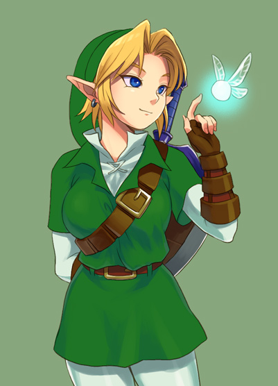 bad_id, blonde_hair, blue_eyes, breasts, fairy, female, genderswap, gloves