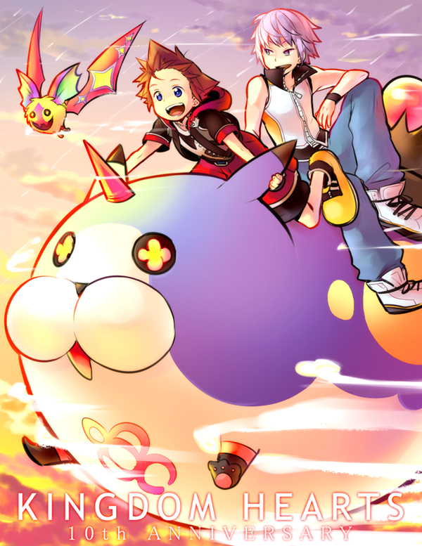 blue_eyes, brown_hair, character_request, cloud, dream_eater, flying, kingdom_hearts, kingdom_hearts_3d_dream_drop_distance