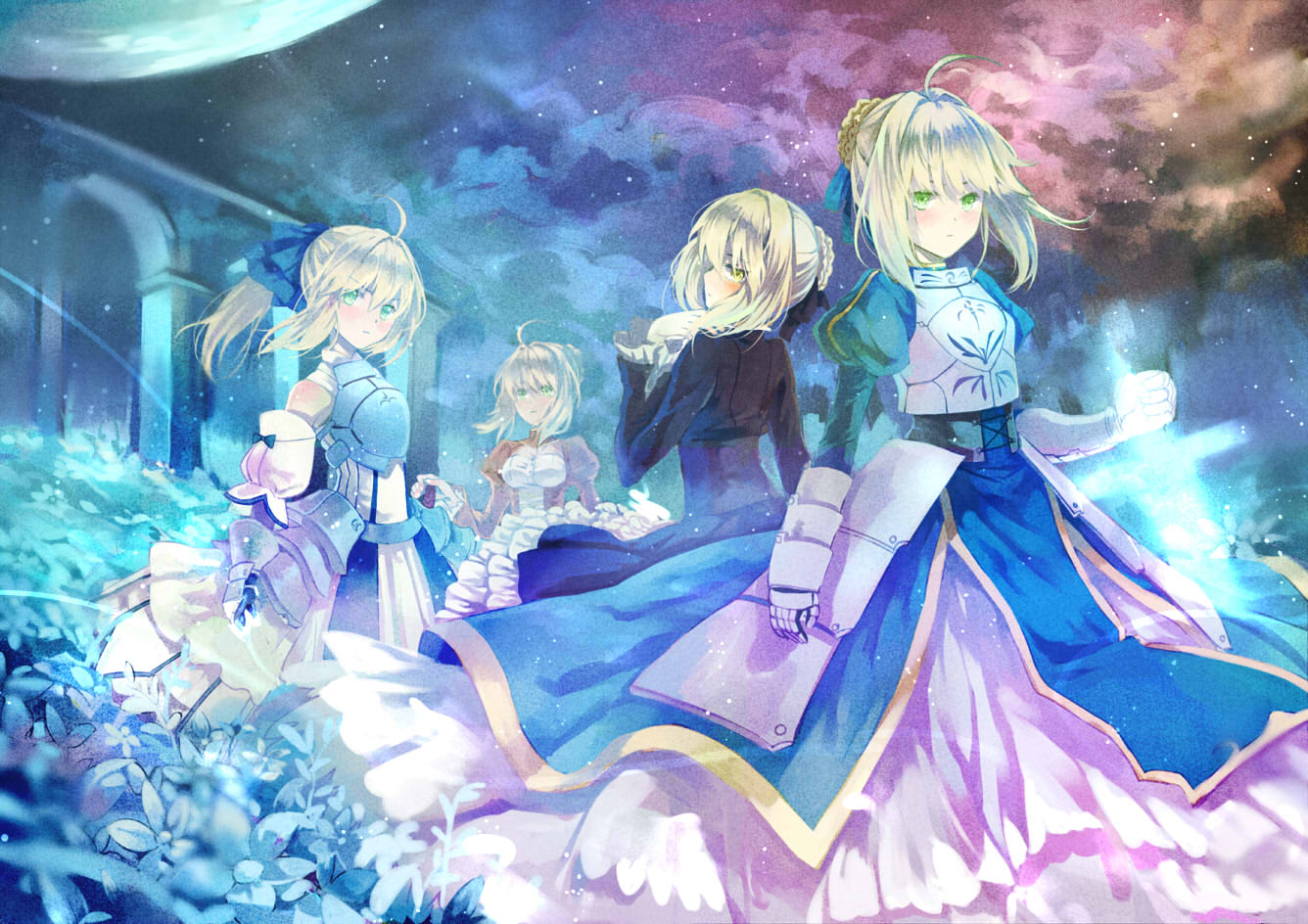 ahoge, armor, armored_dress, artoria_pendragon_(all), artoria_pendragon_(fate), blonde_hair, blue, bow