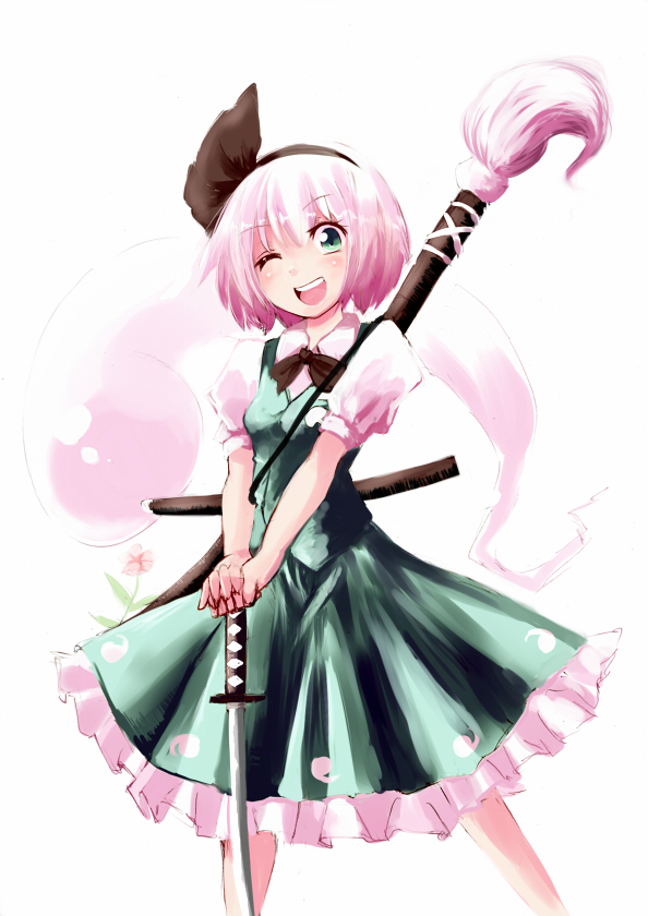;d, aqua_eyes, bowtie, calligraphy_brush, dress, dress_shirt, hairband, hal360